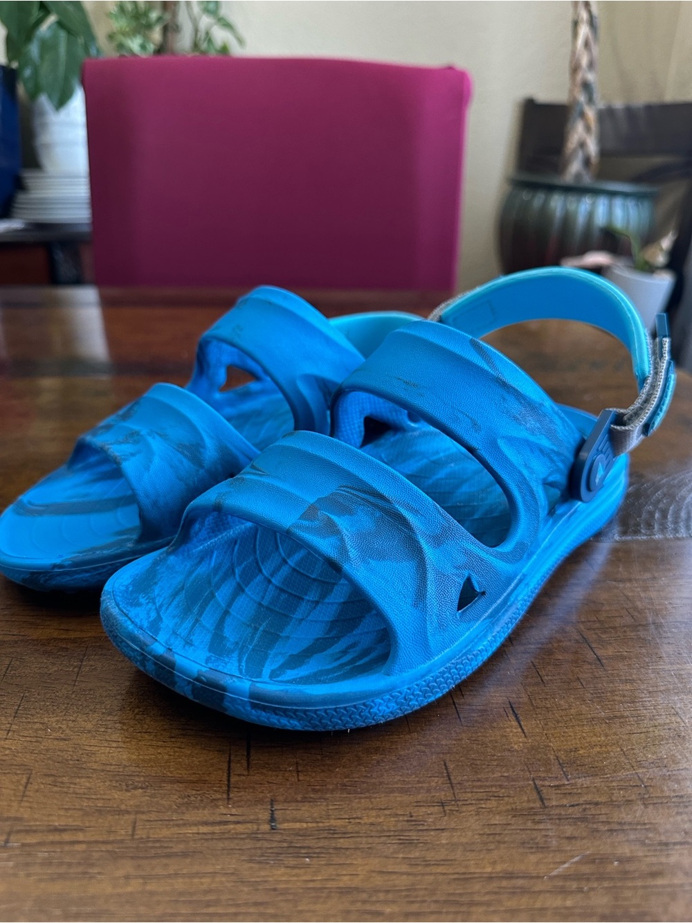 Adjustable Blue Kids Sandals with Back Strap